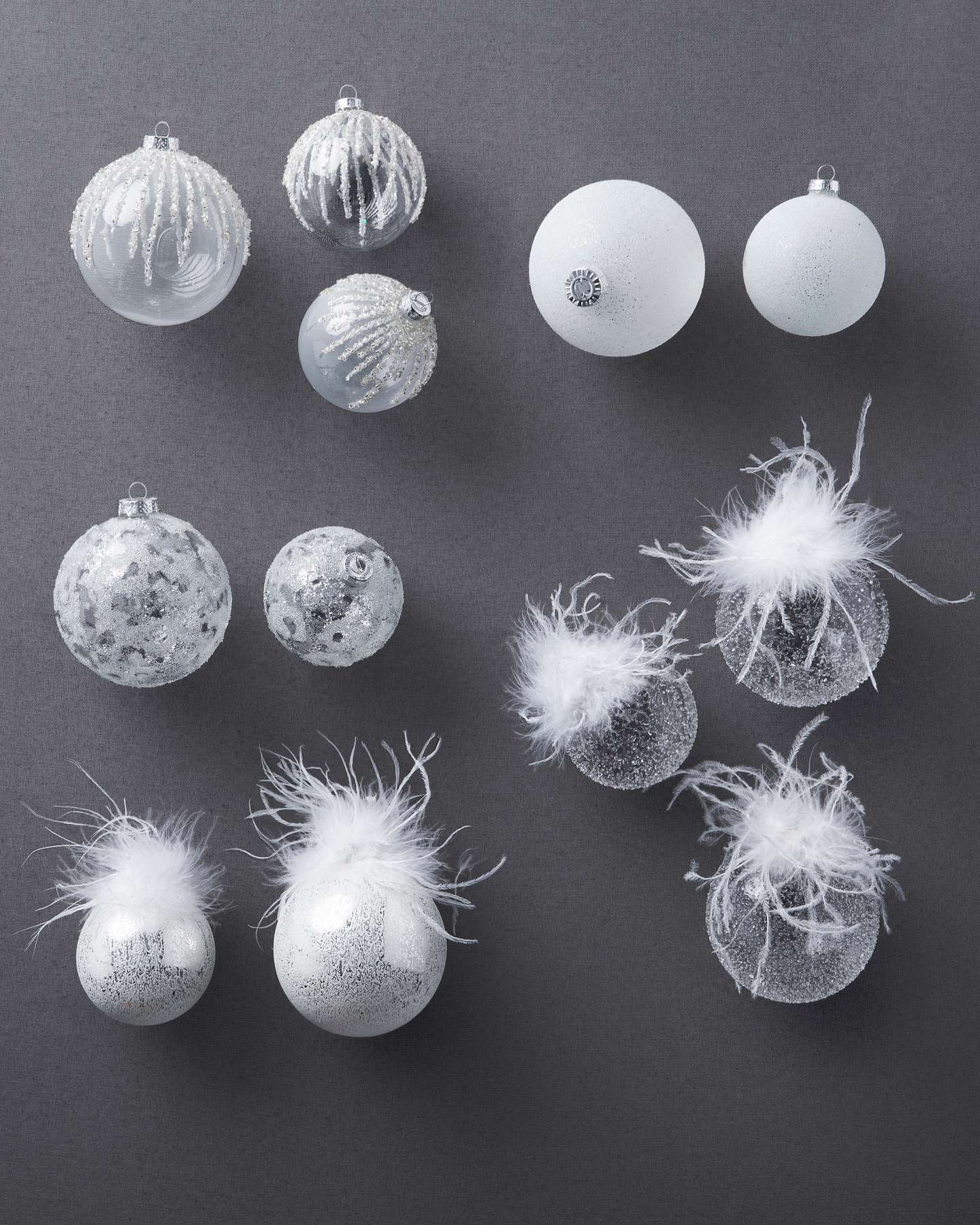 Balsam Hill Winter White Globe Christmas Ornament Set of 12