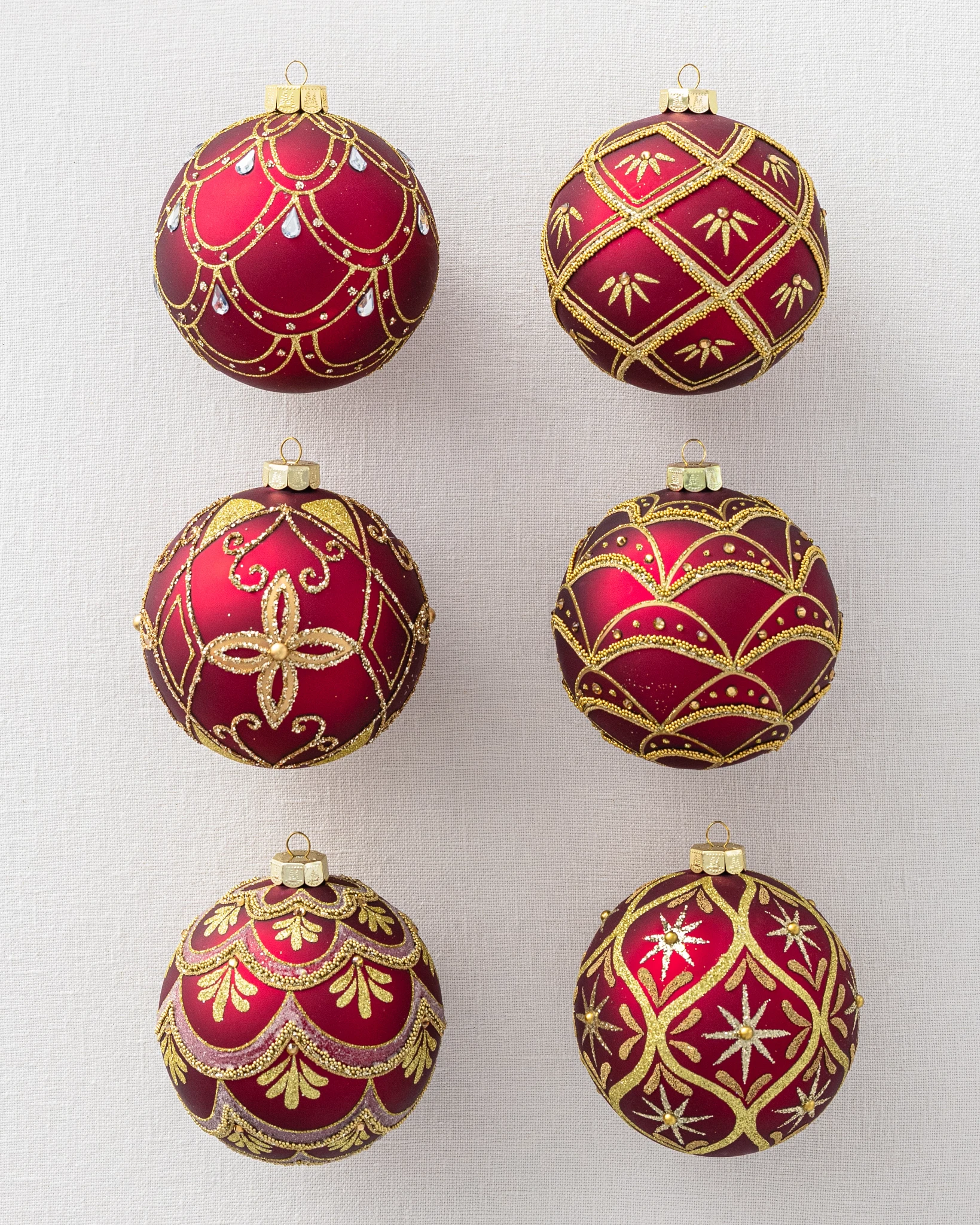 Brilliant Bordeaux Matte Glass Ornament Set