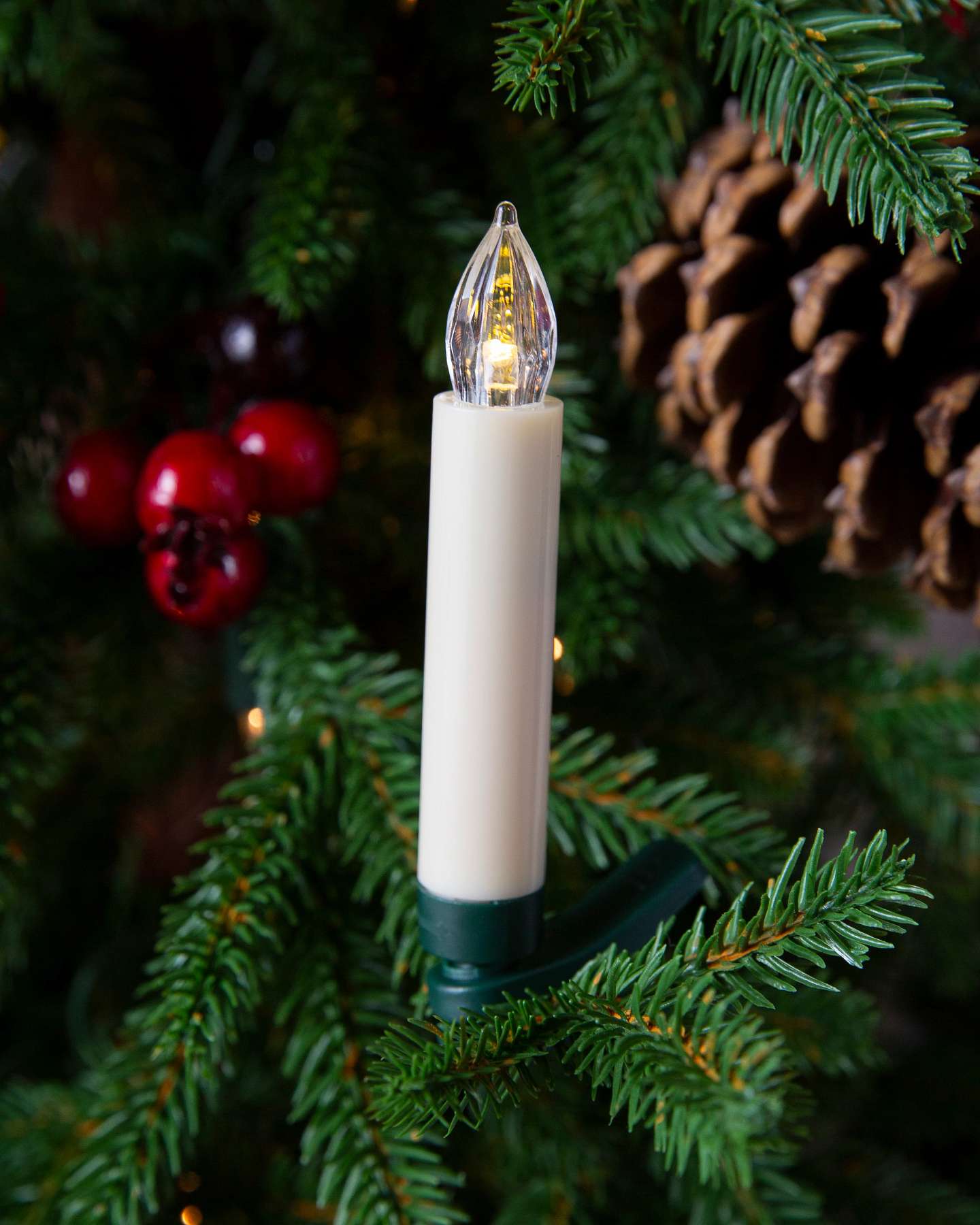 Balsam Hill Life-Size Santa with Christmas Candle Tree Candle Closeup