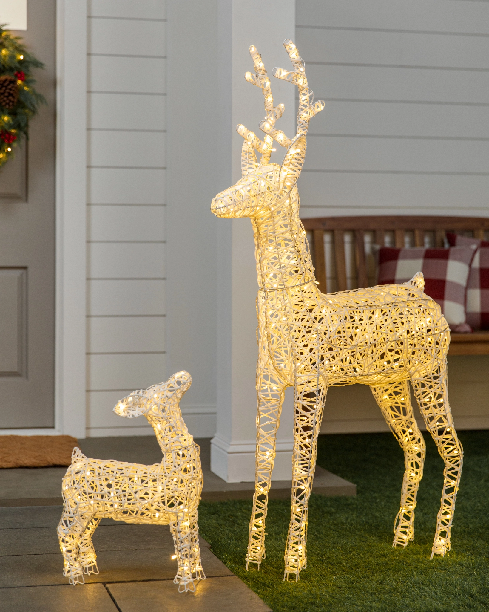 Outdoor Lit Deer Family Christmas Decoration Balsam Hill