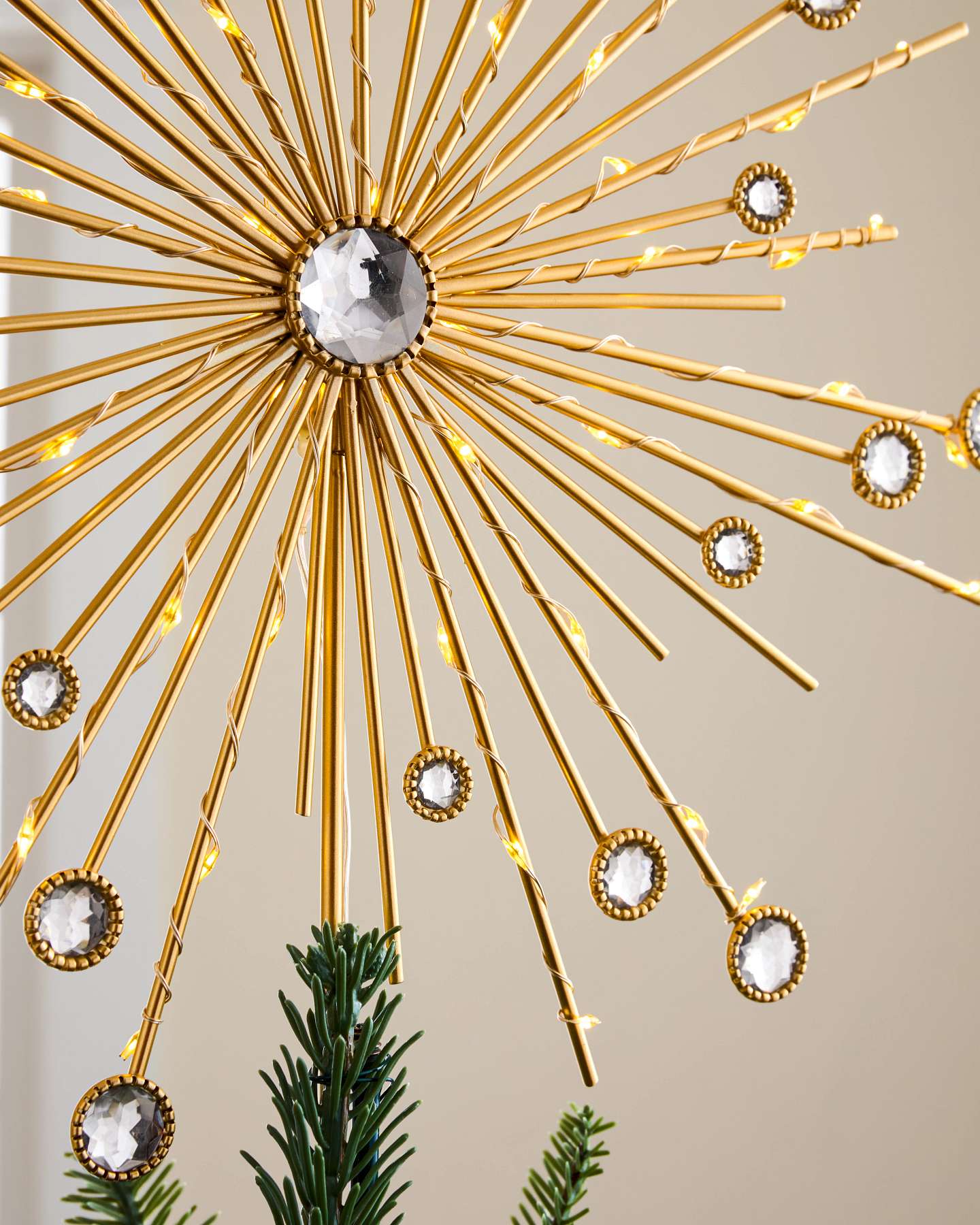 13" Gold Lit Starburst Tree Topper
