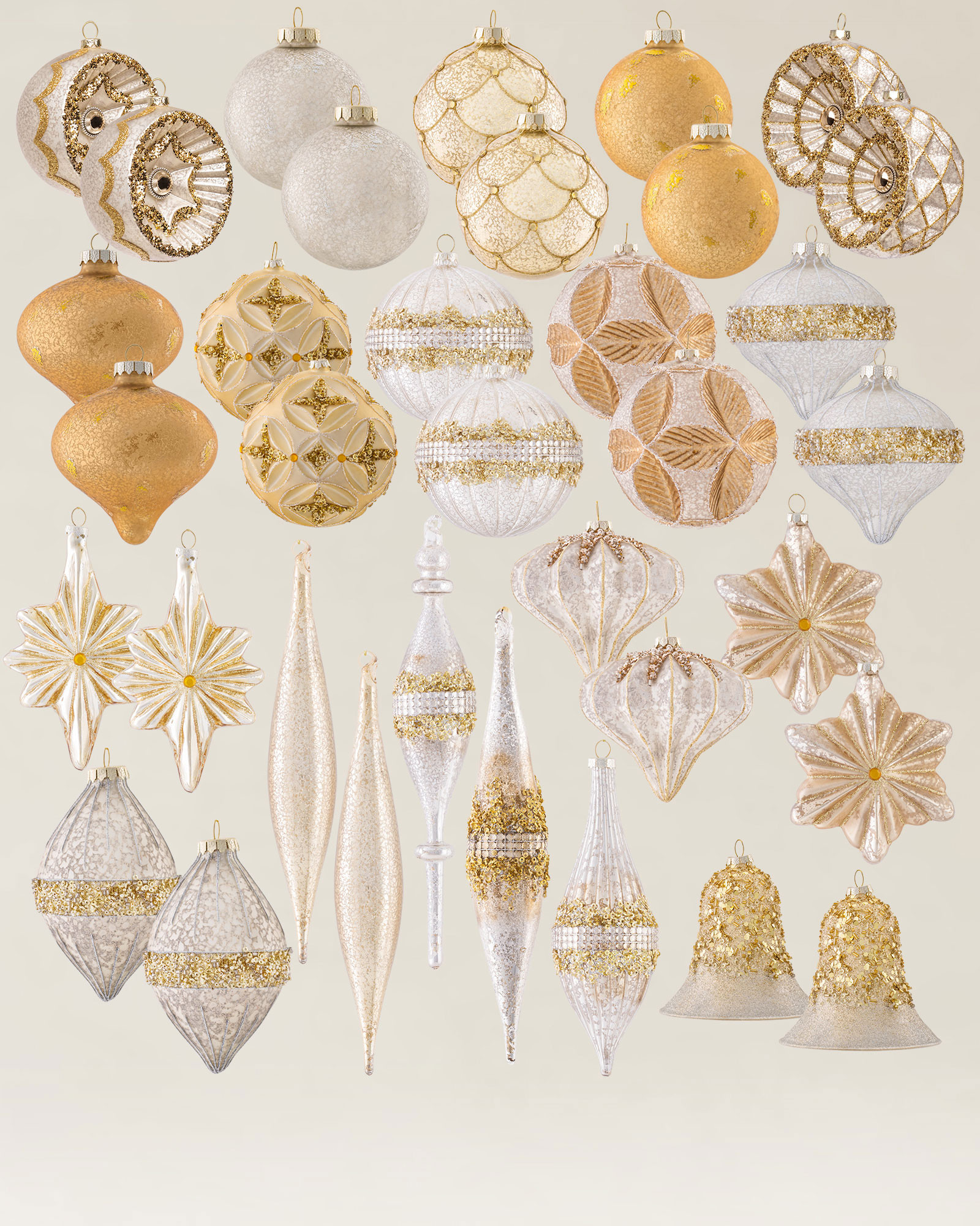 Silver and Gold Christmas Ornament Set Balsam Hill
