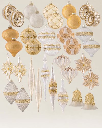 Silver and Gold Glass Ornament Set | Balsam Hill