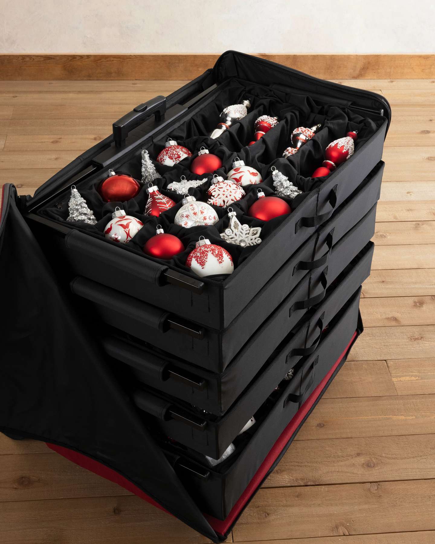 140-Piece Deluxe Telescoping Rolling Ornament Chest