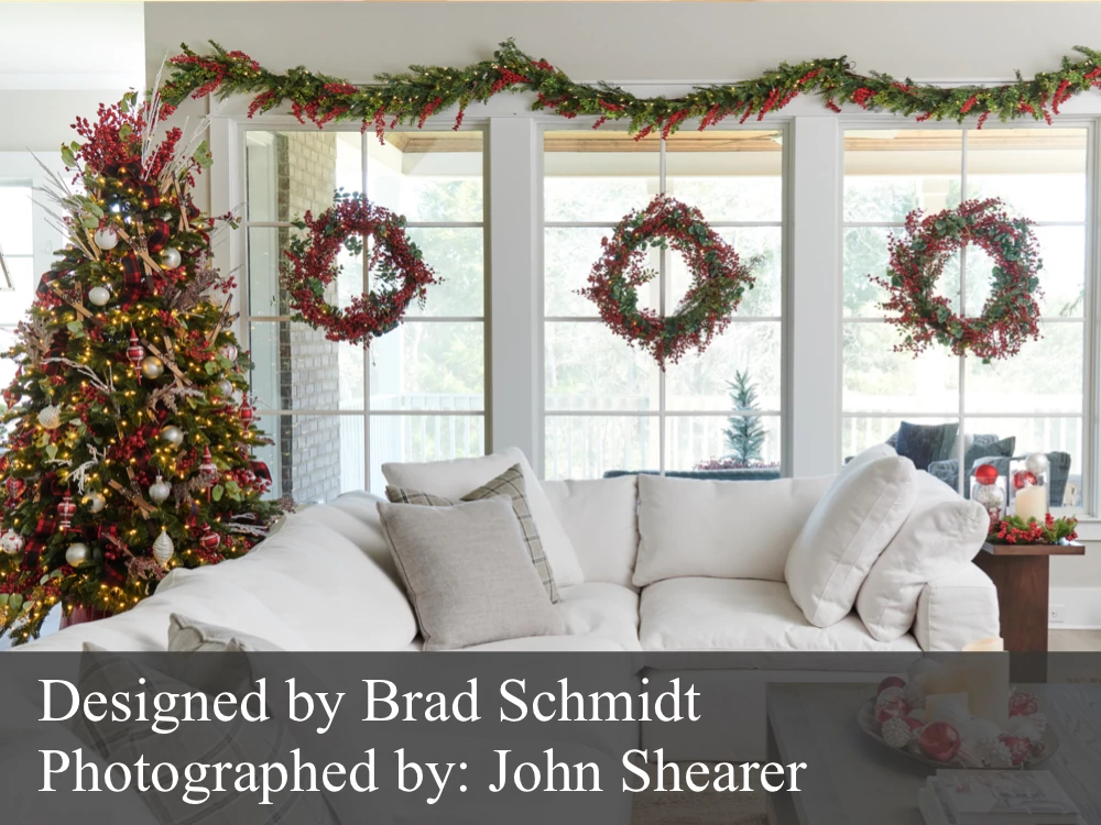 Holiday décor and Christmas trees designed by Brad Schmidt as part of the Balsam Hill Design Trade Program.