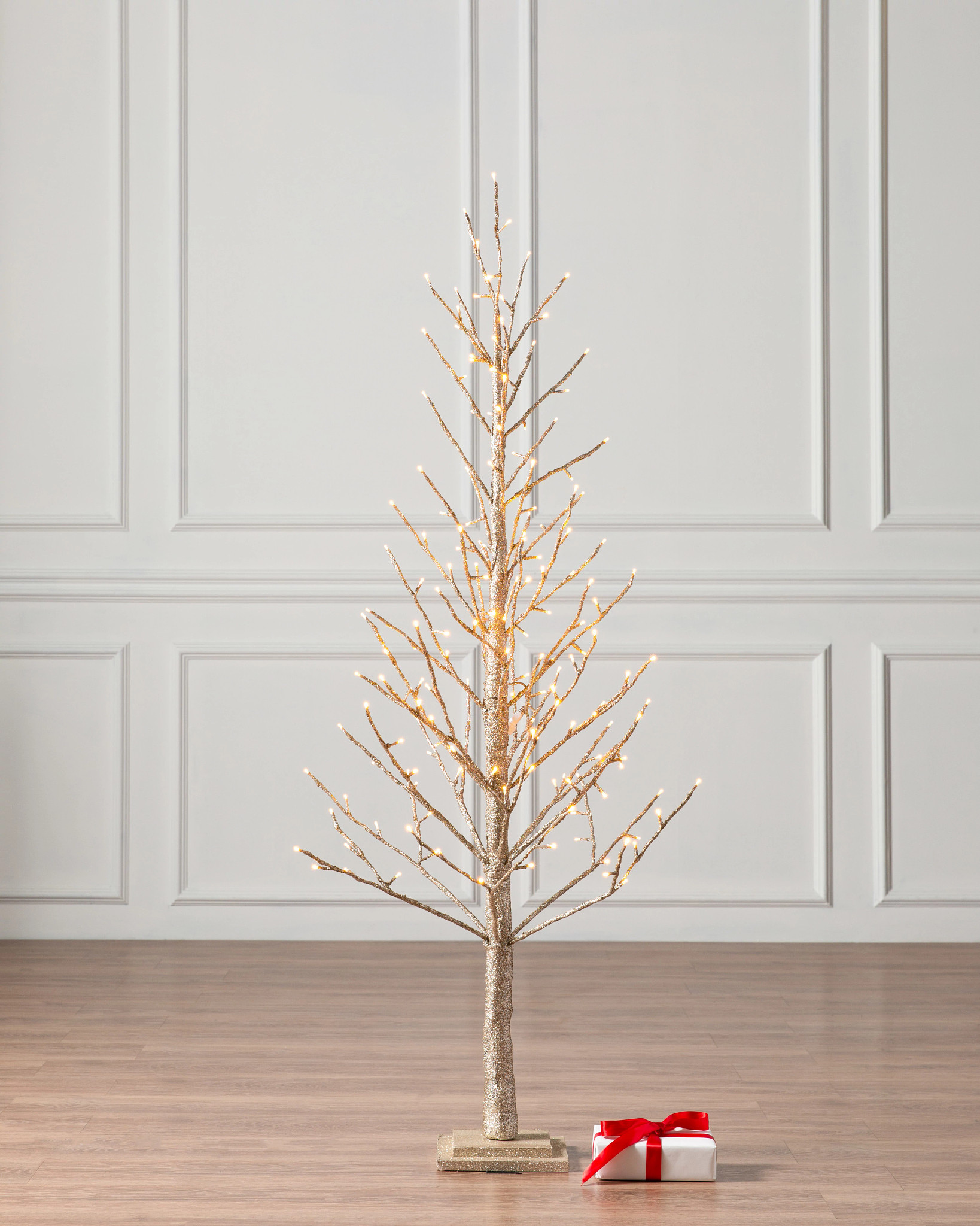 Lit Champagne Glitter LED Tree