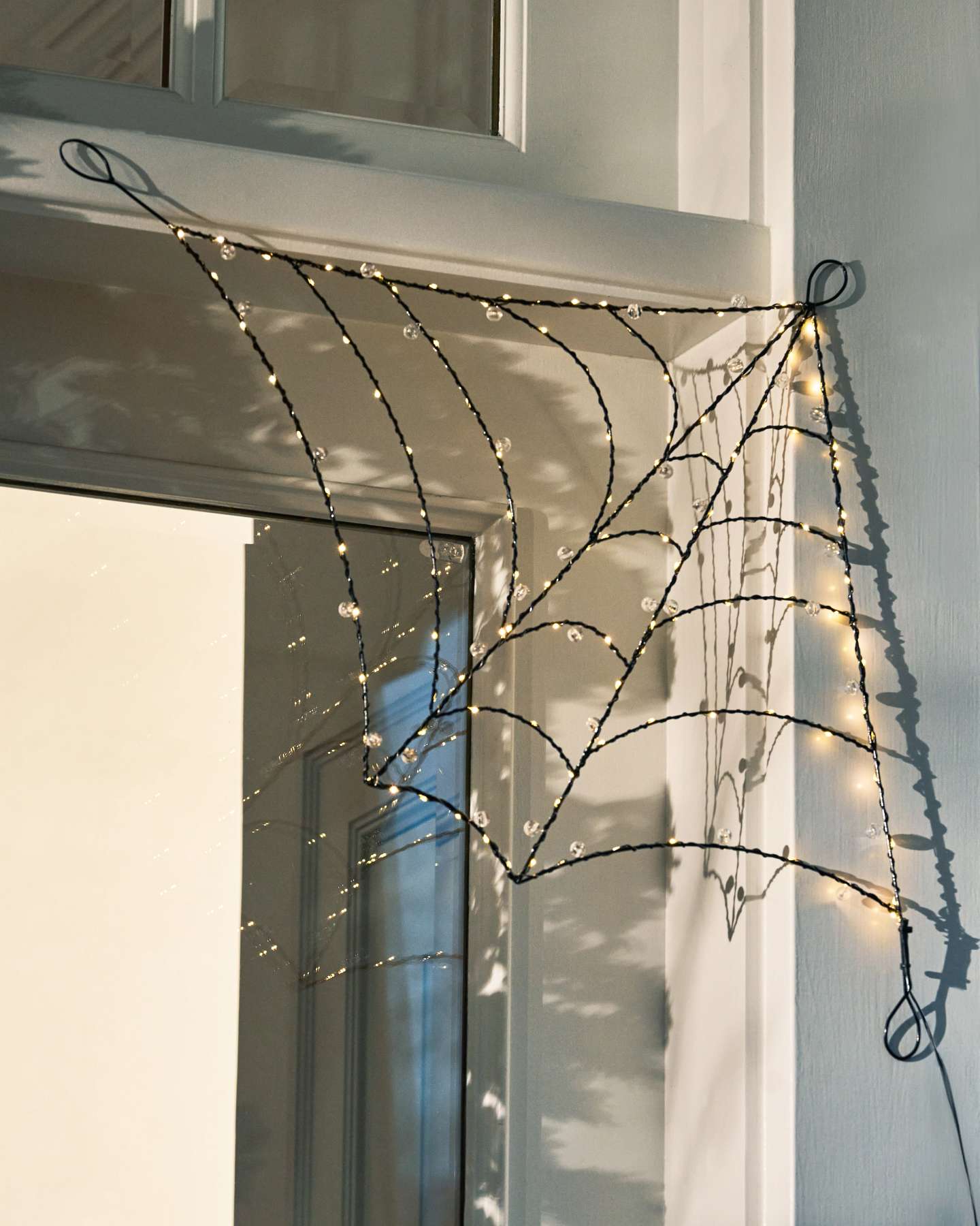 Balsam Hill Outdoor Spiderweb LED Halloween Lights with Home Decor