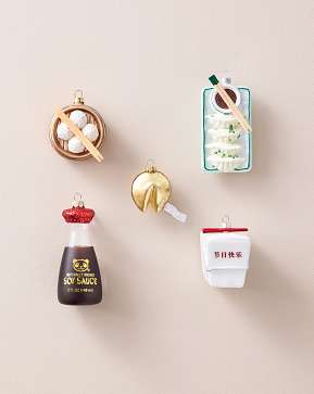 Novelty Chinese Food Glass Ornament Set Novelty Chinese Food Glass Ornament Set
