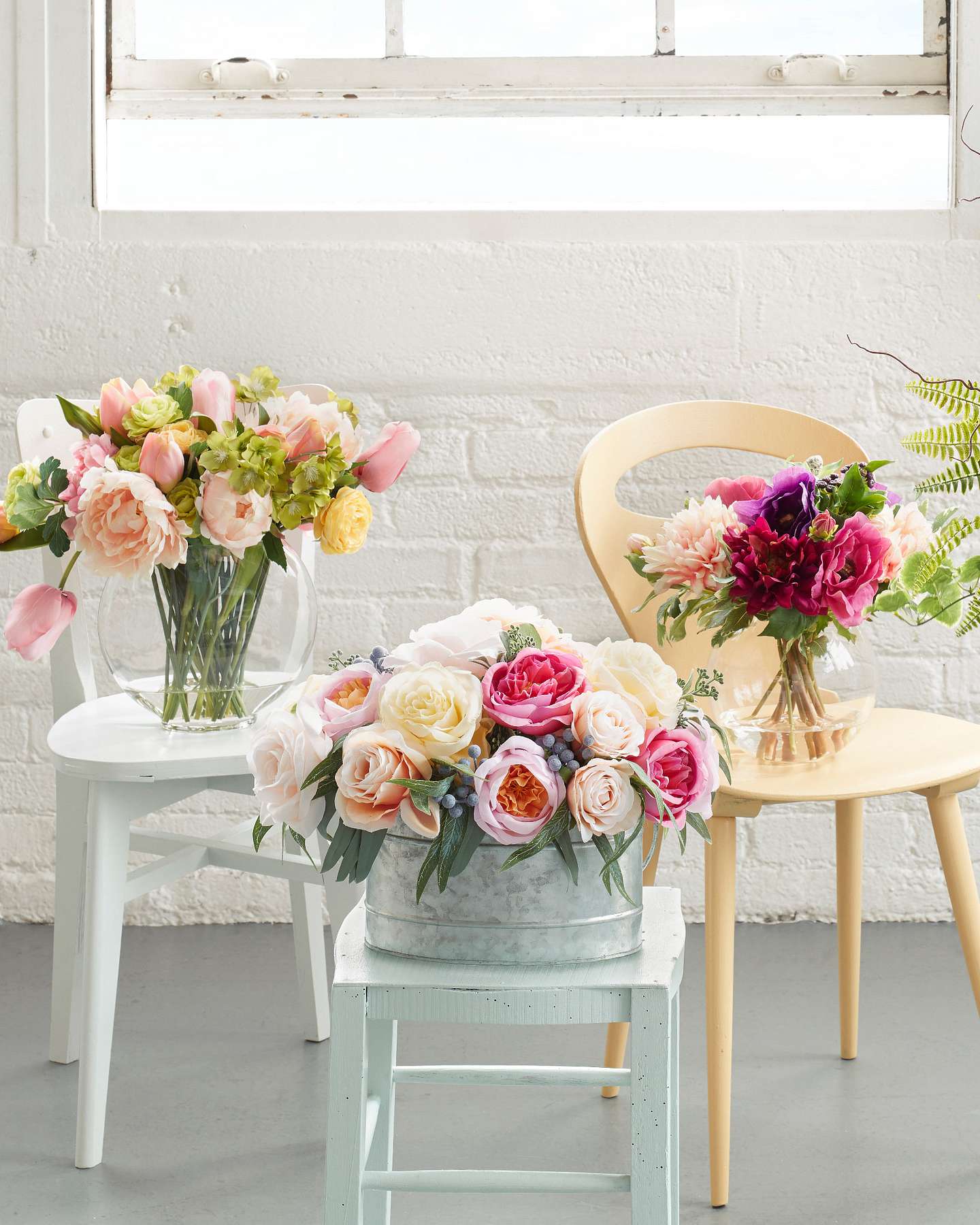 Balsam Hill Mixed Artificial Flower Arrangement Styled on Outdoor Tabletop