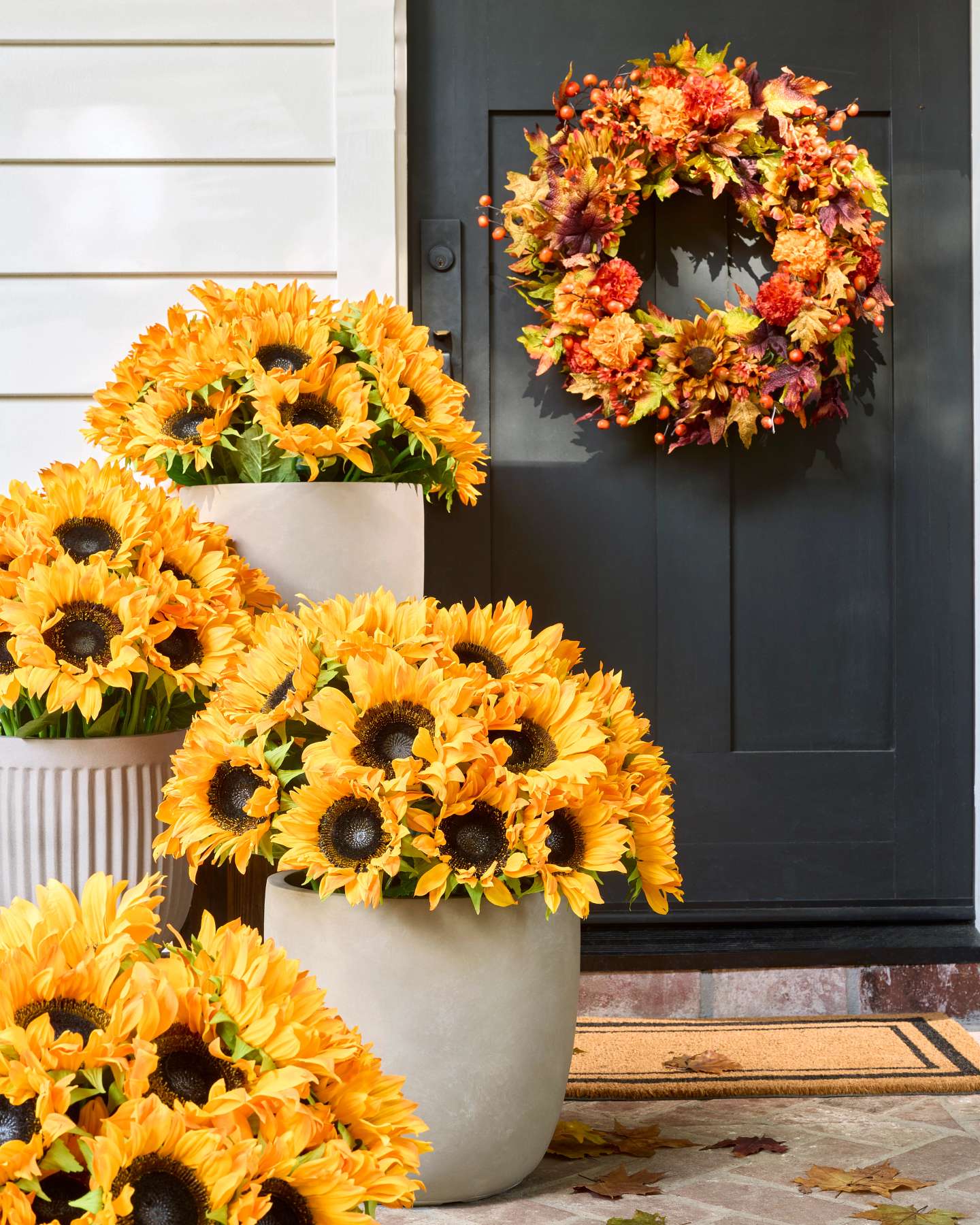 Balsam Hill Outdoor Sunflower Fields Potted Artificial Christmas Foliage in Seasonal Setting