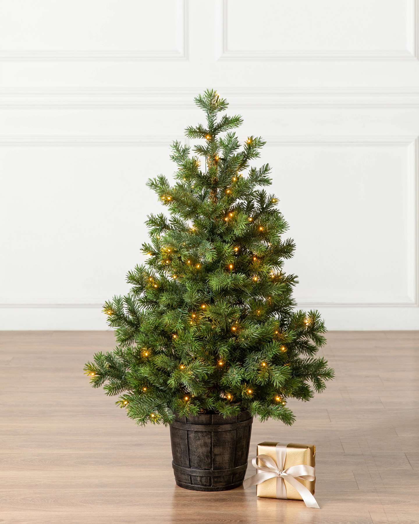 Balsam Hill Yukon Spruce Potted Artificial Christmas Tree 3-Feet with LED Lights Elegant Design
