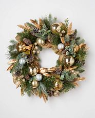 Couronne de Noël artificielle aux éclats d'or et d'argent