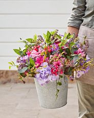 Artificial potted flowers and leaves
