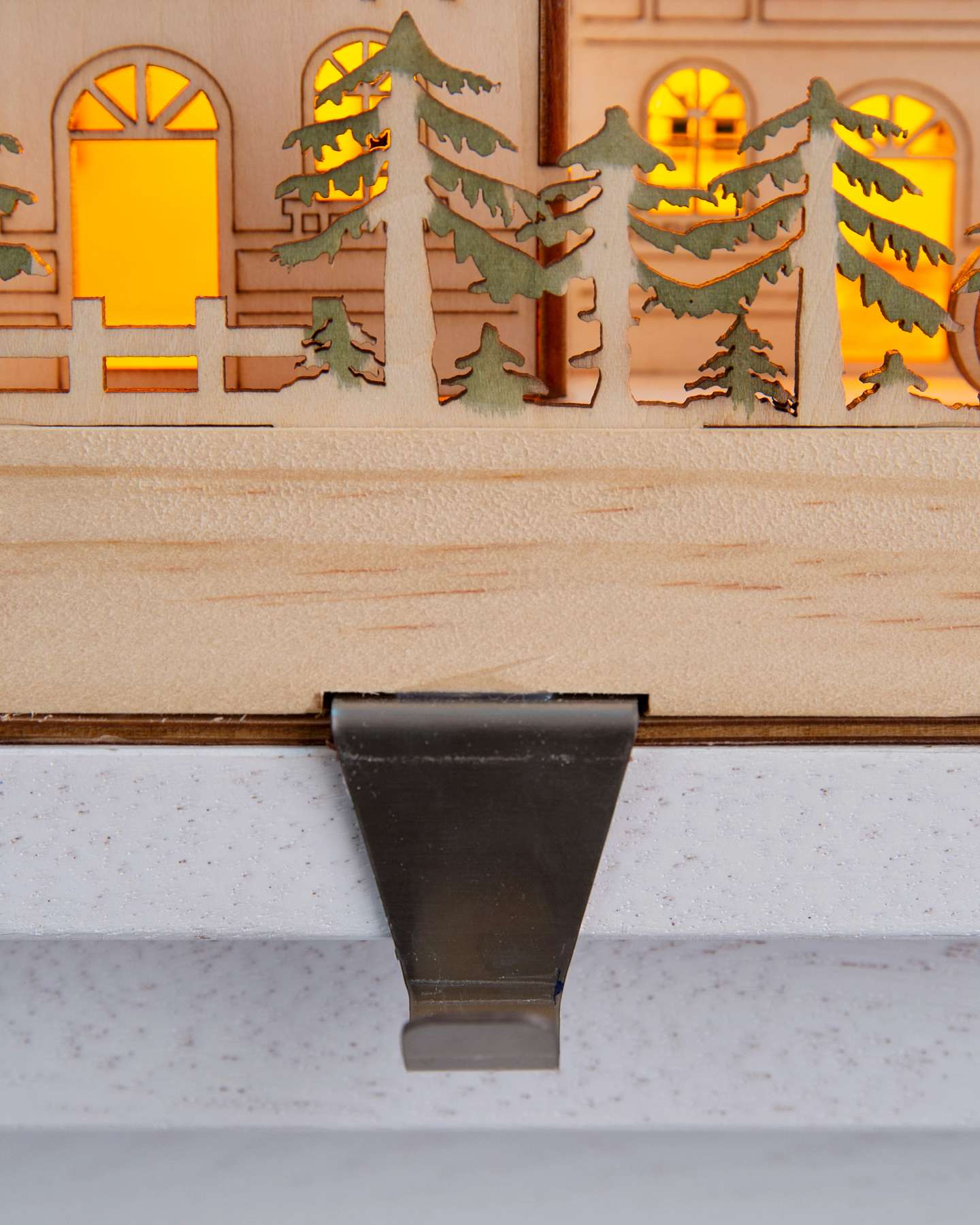 Balsam Hill Wooden Alpine Village Stocking Holder Hook Detail
