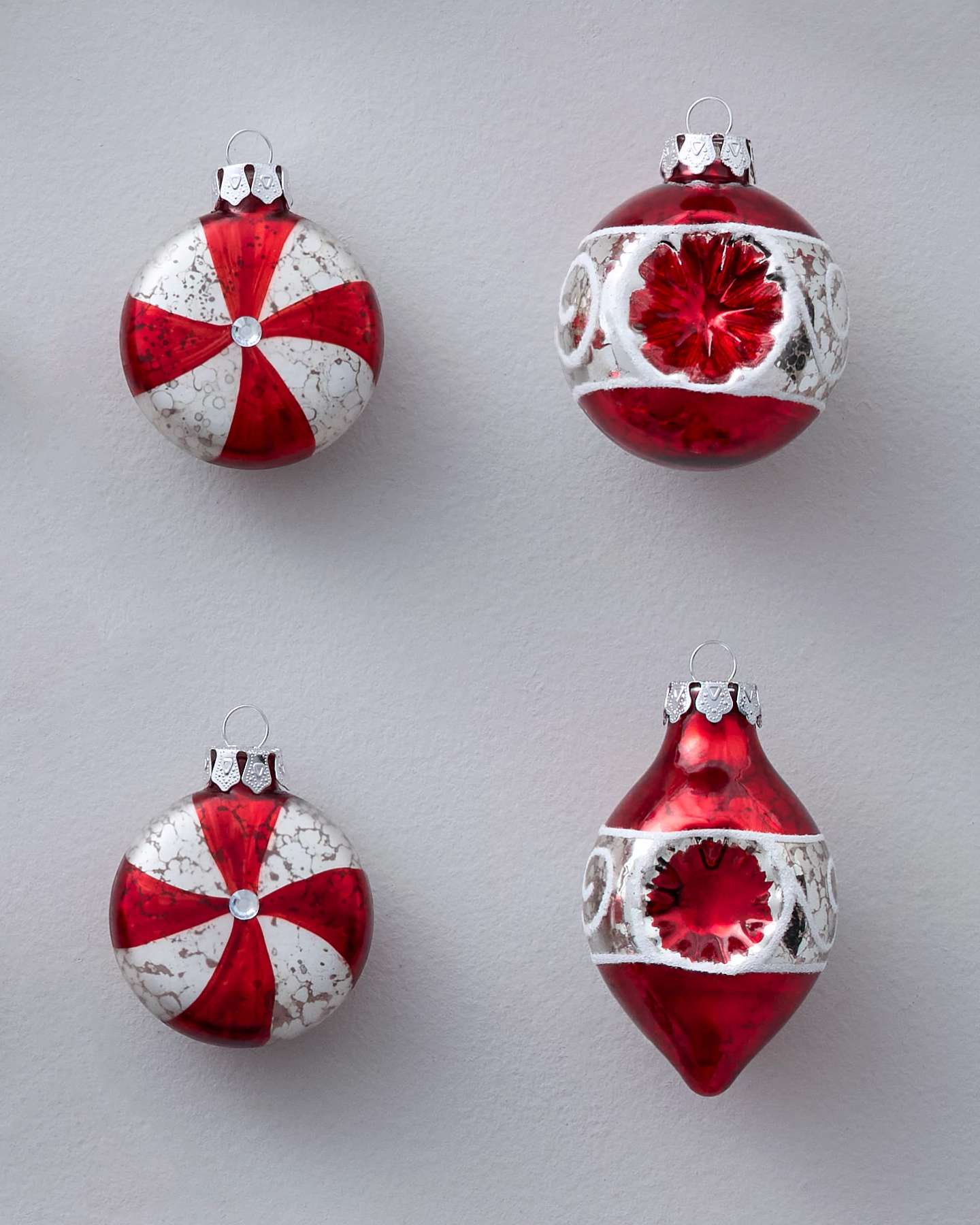 Vintage Peppermint Mini Ornaments, Set of 16