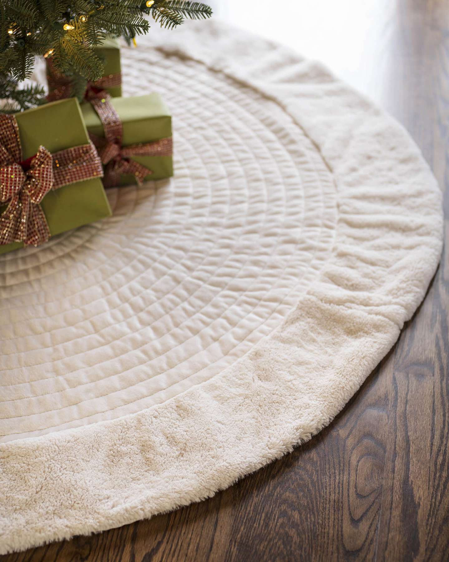 Balsam Hill Ivory Berkshire Quilted Christmas Tree Skirt for a Sophisticated Look