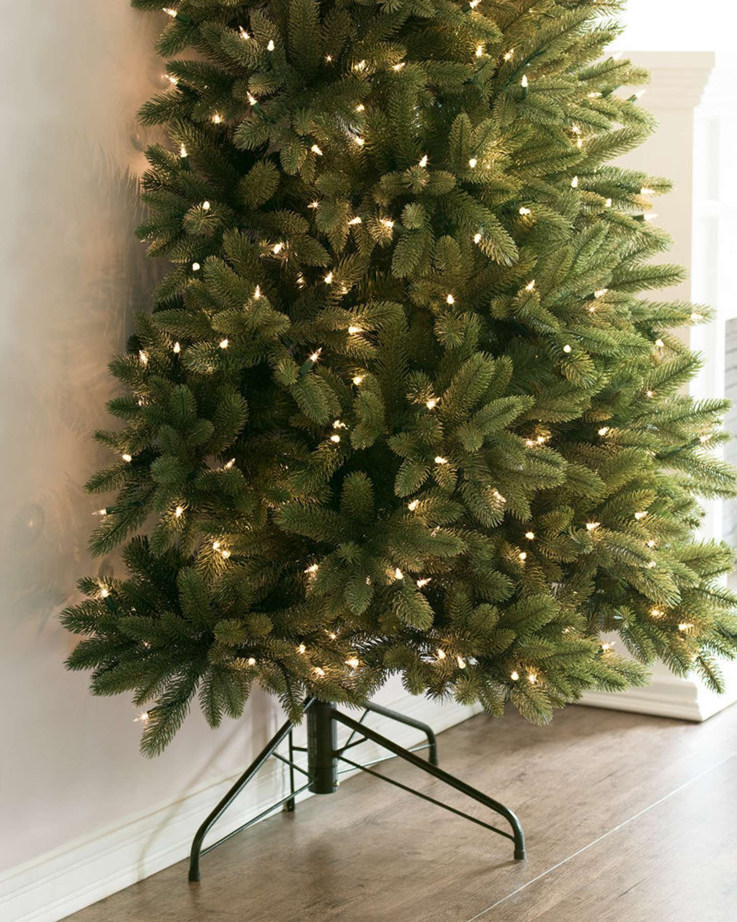 Balsam Hill Fifth Avenue Flatback Artificial Christmas Tree Closeup of Tree Stand