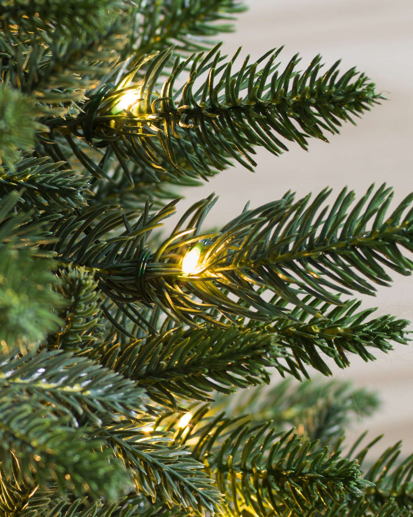 Balsam Hill Poconos Pine Mini Artificial Christmas Tree LED Closeup View