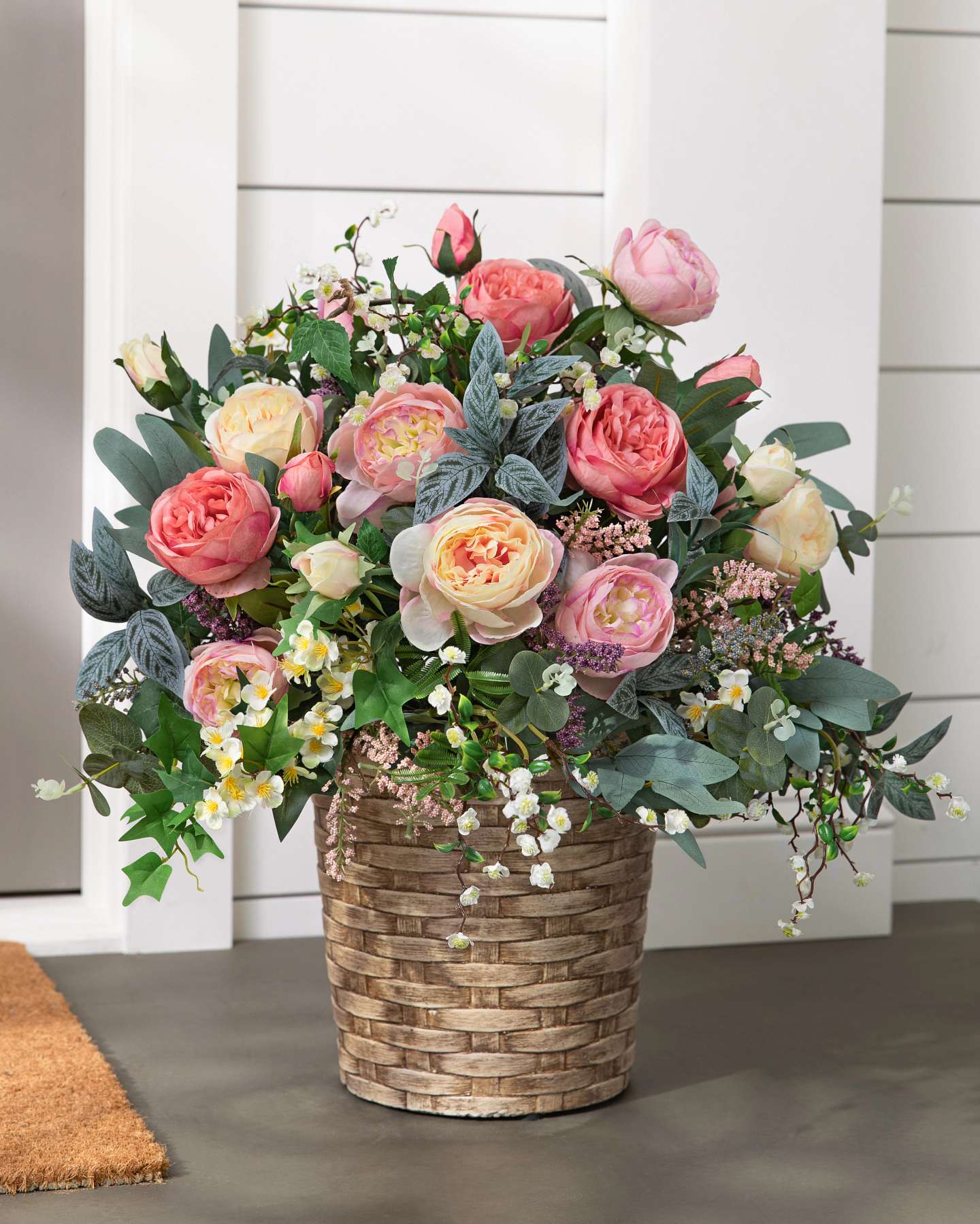 Balsam Hill Outdoor Provence Rose Artificial Spring Potted Foliage Elegant Floral Display