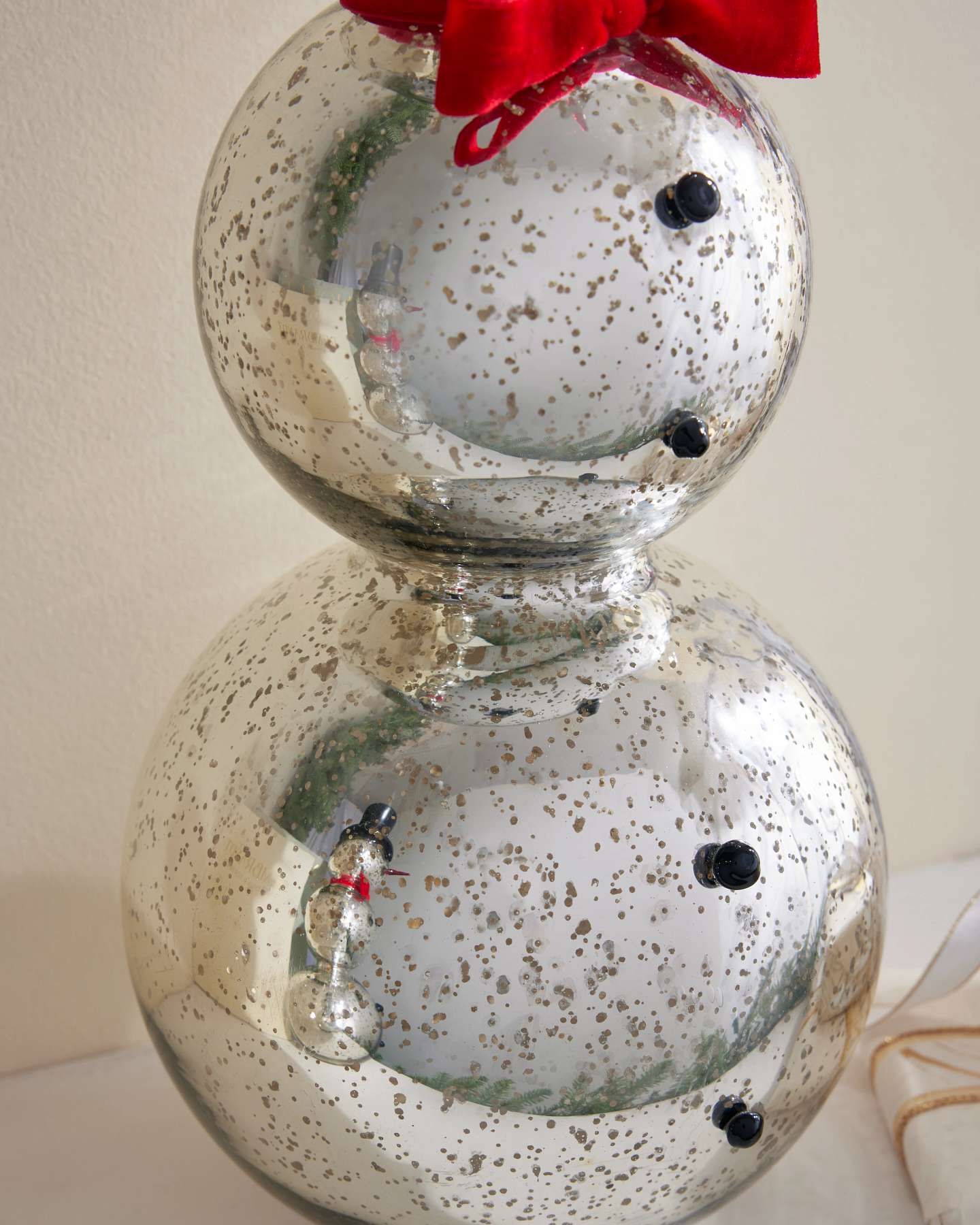 Tabletop Mercury Glass Snowmen, Set of 2