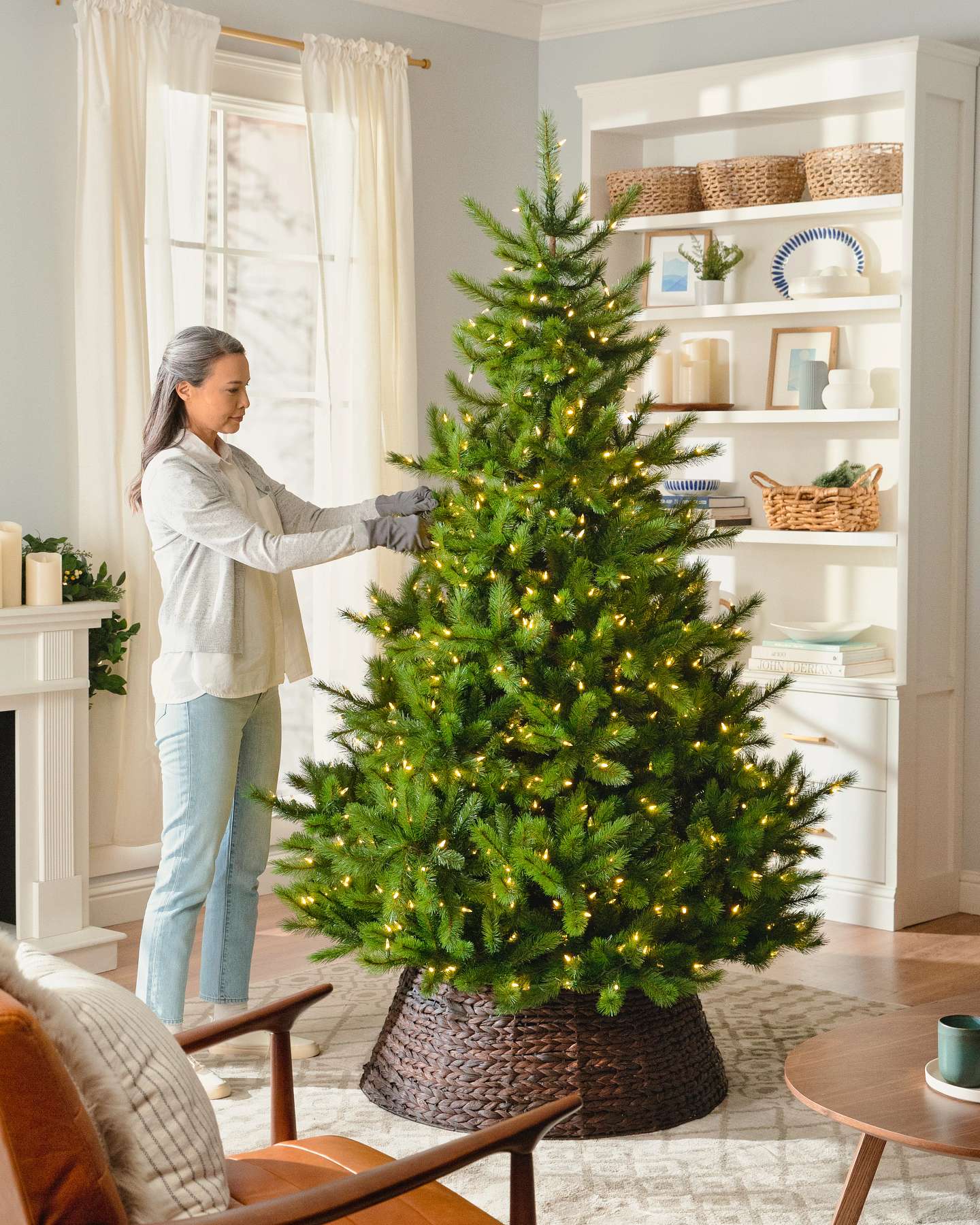 Balsam Hill New Nordmann Fir Artificial Christmas Tree Styled in Sophisticated Holiday Setting
