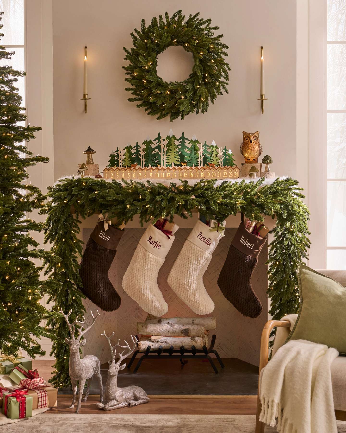 Dark Brown Faux Fur Quilted Christmas Stockings