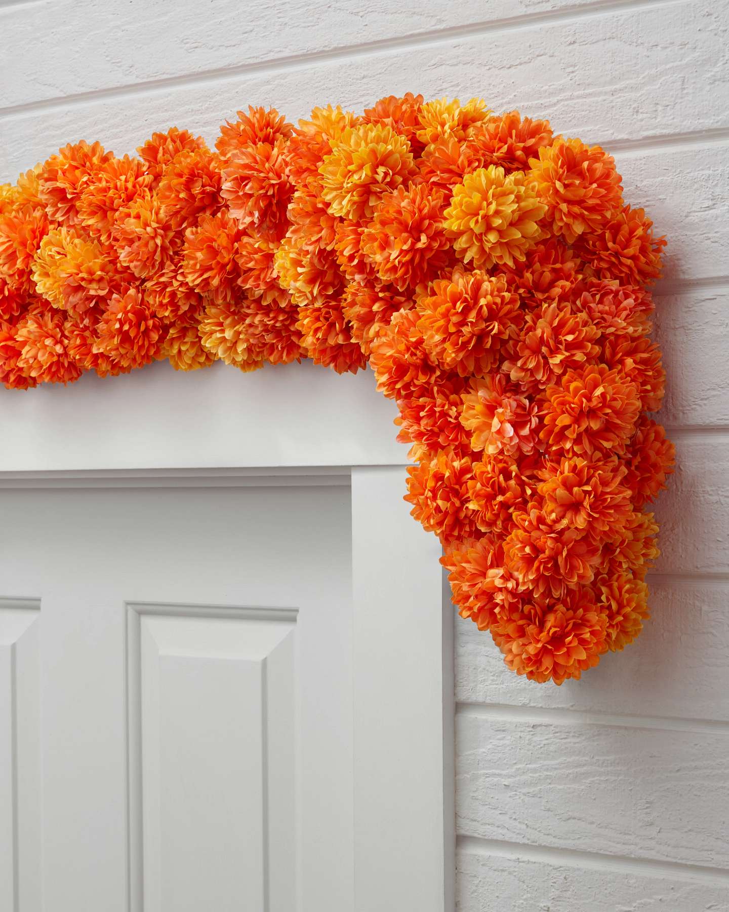 Balsam Hill Outdoor Marigold Meadow Artificial Fall Garland Full View