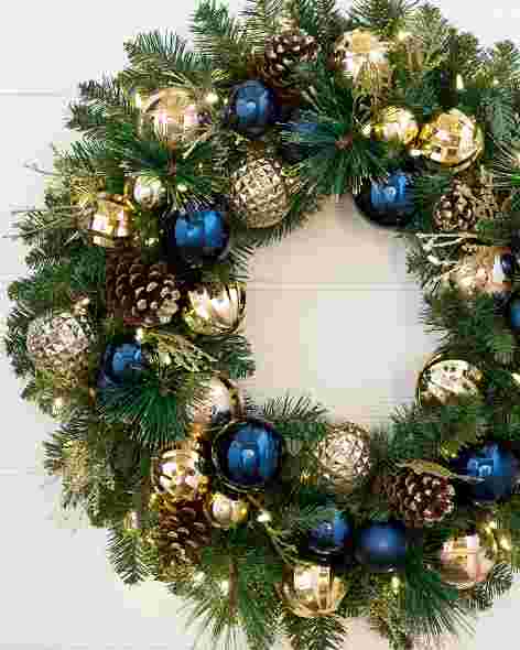 Outdoor Sapphire and Gold Wreath by Balsam Hill SSCR