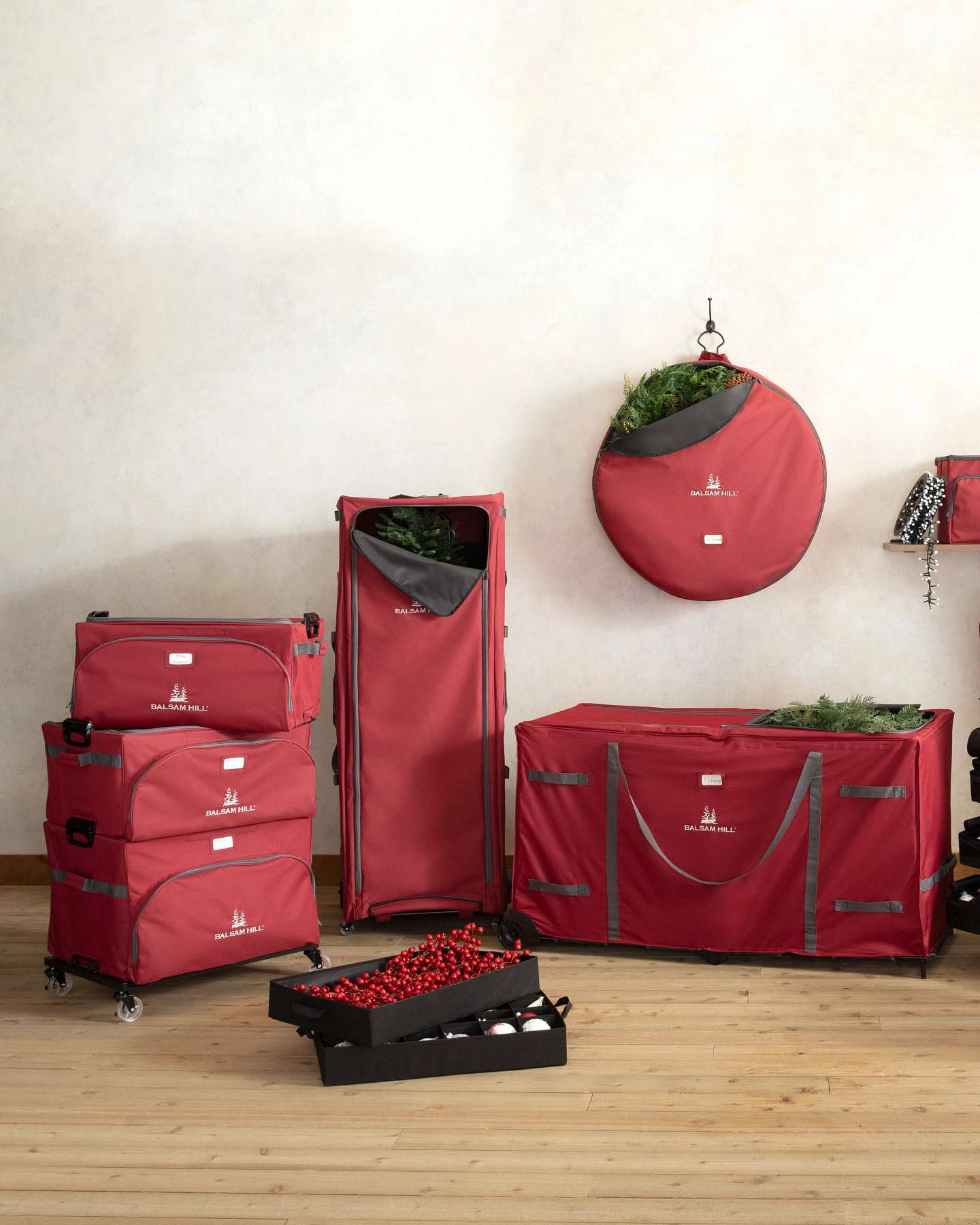 Balsam Hill Stack and Lock Storage System Used for Christmas Ornament Organization
