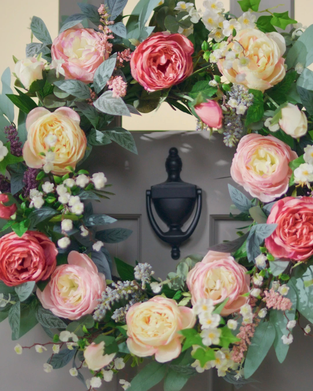 Outdoor Provence Rose Artificial Spring Hanging Basket | Balsam Hill