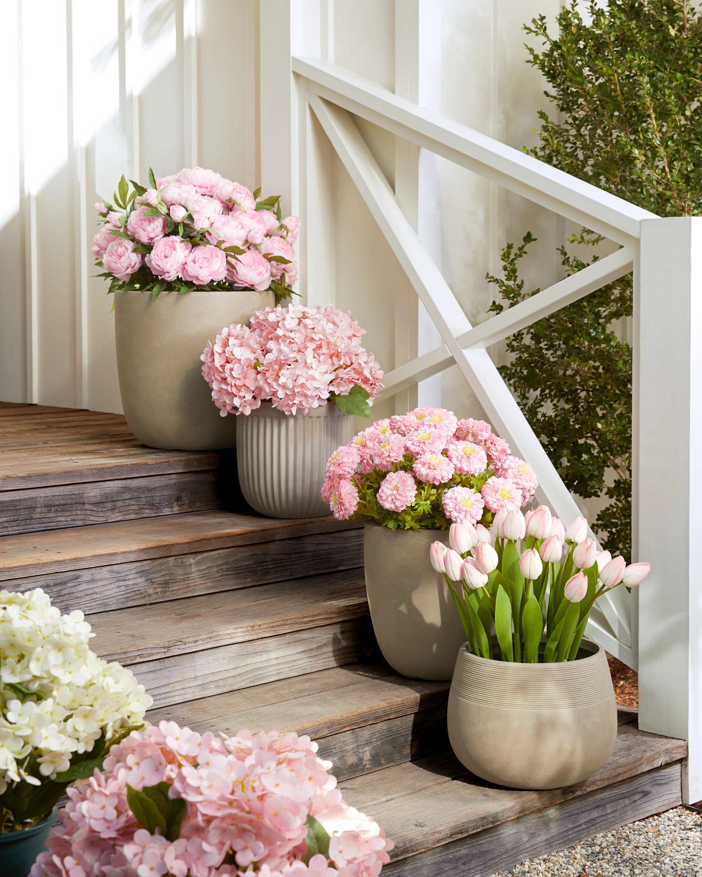 Balsam Hill Outdoor Peony Paradise Artificial Spring Foliage Vibrant Floral Arrangement