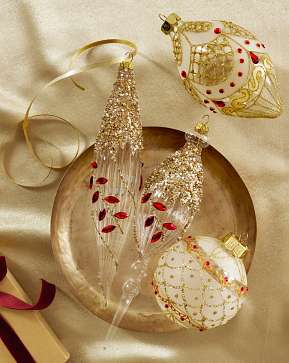 Burgundy & Gold Gilded Glory Mixed Glass Ornament Set Burgundy & Gold Gilded Glory Mixed Glass Ornament Set
