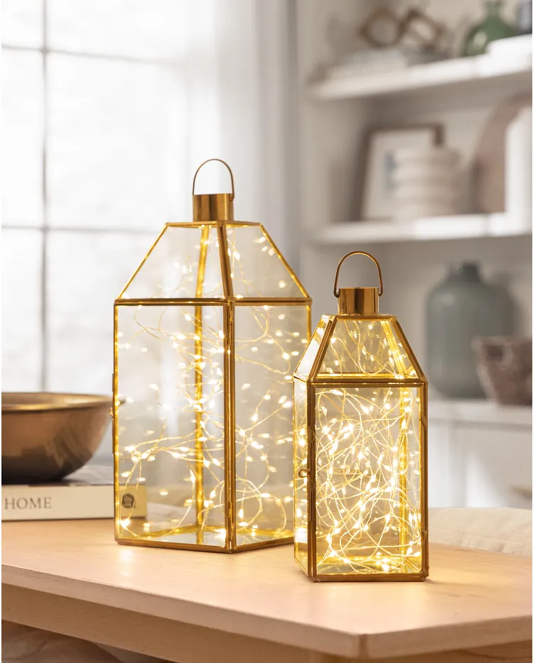 Lantern with online fairy lights inside