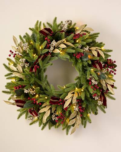 Burgundy and gold christmas wreath & garland Burgundy and Gold Christmas Wreath & Garland | Balsam Hill