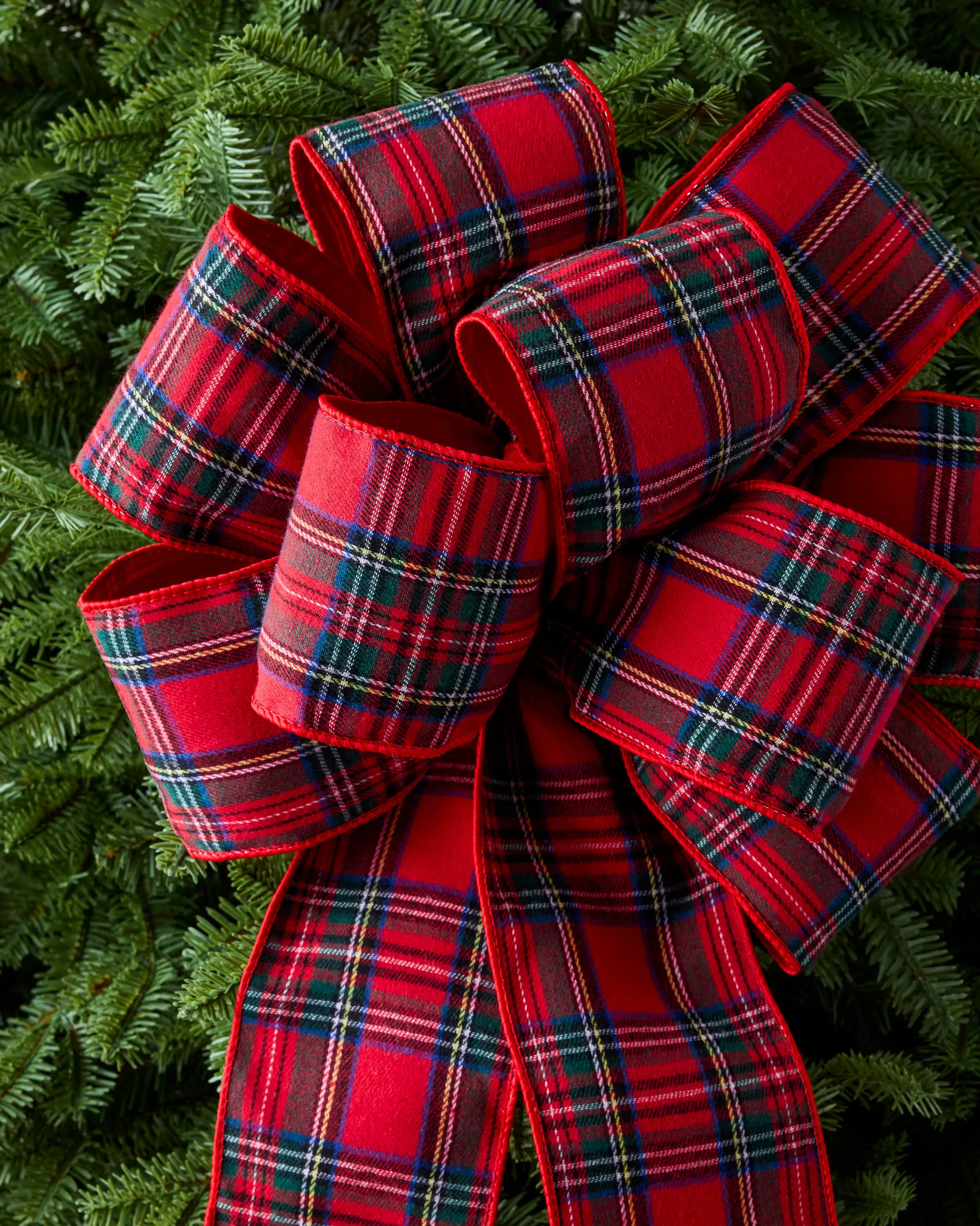 Red Tartan Pre-Tied Christmas Bow Set