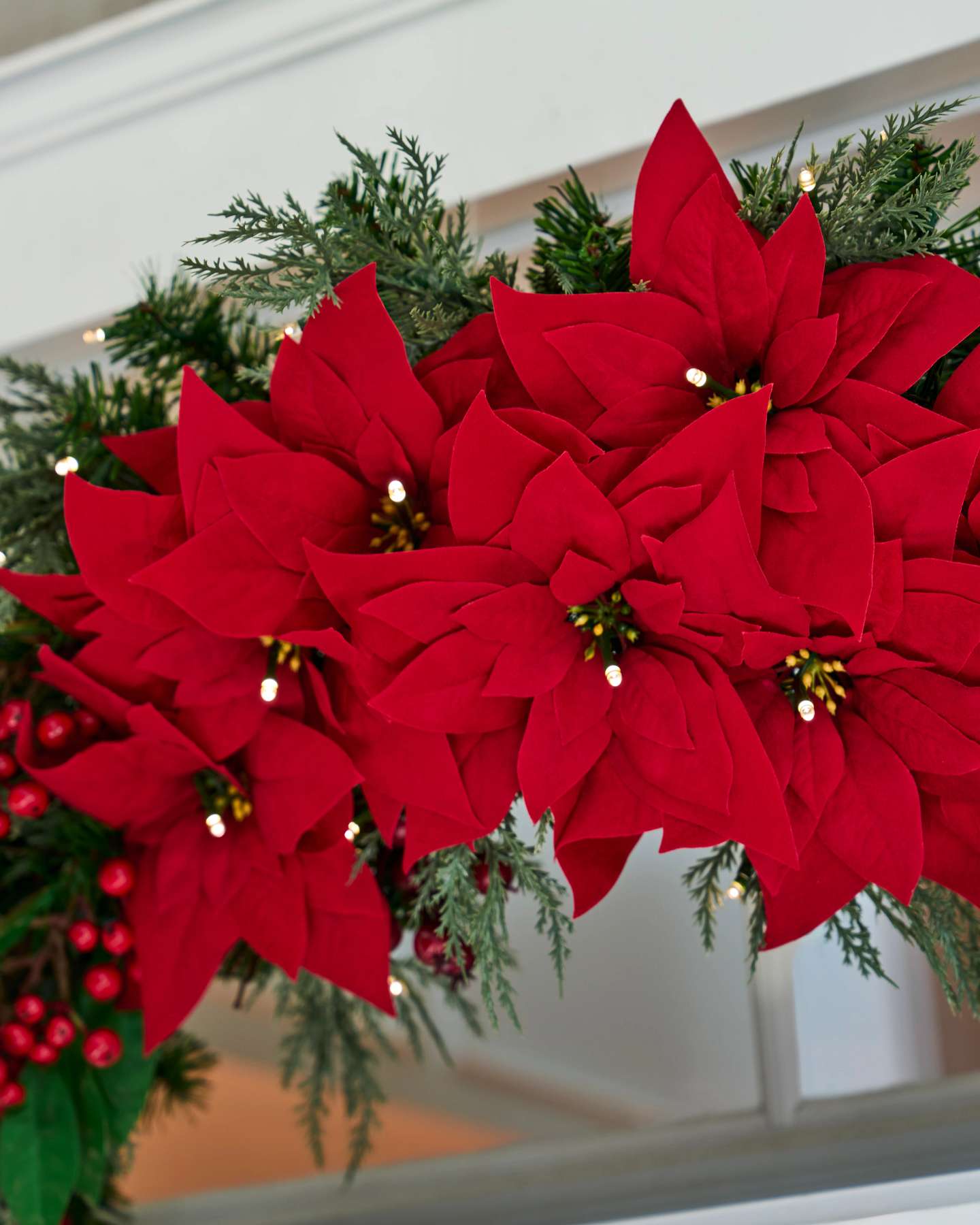 48" Poinsettia Berry Burst Swag