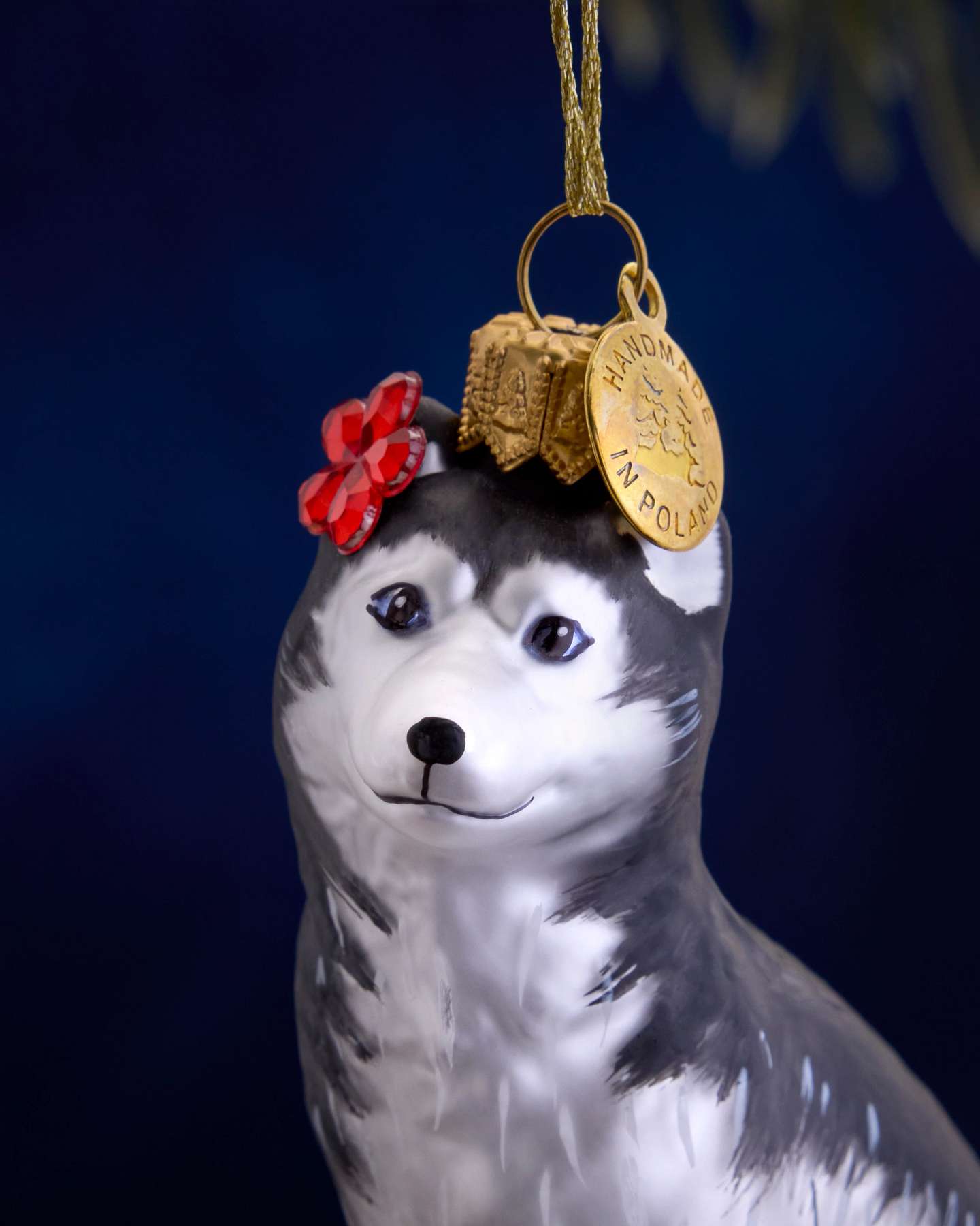 Balsam Hill Studio Husky with Plumeria Ornament