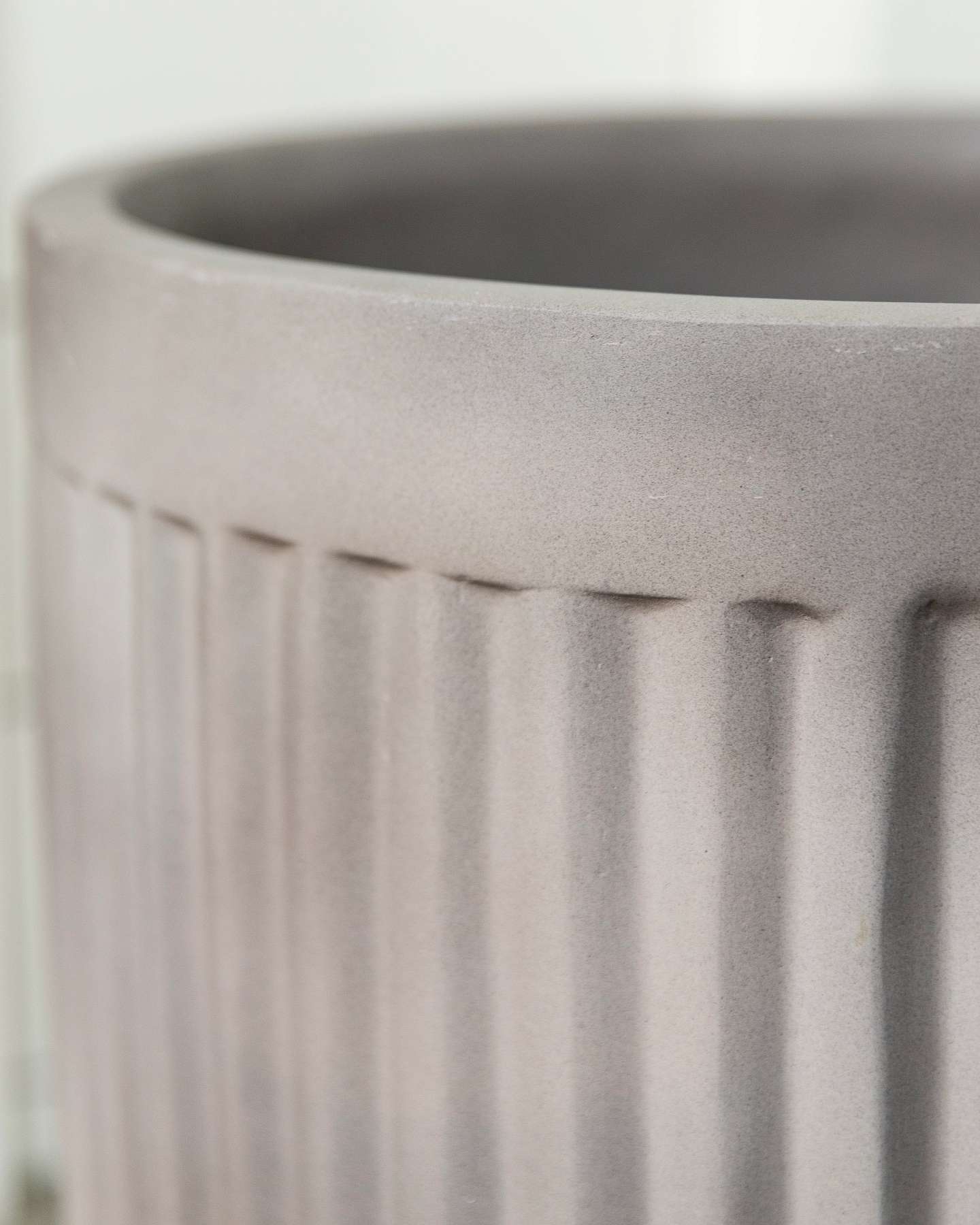 Balsam Hill Taupe Fluted Planter 16-Inch Close-Up Highlighting Texture