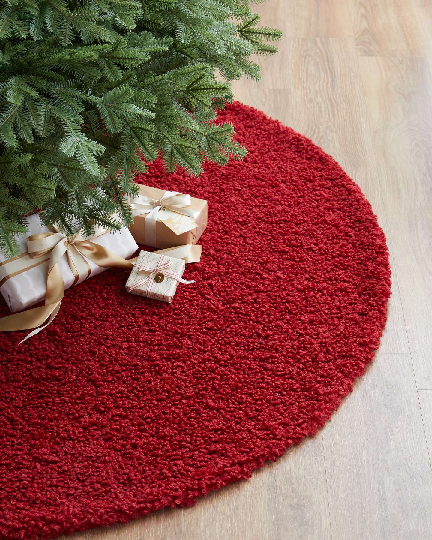 72" Red Bouclé Tree Skirt