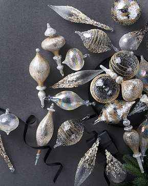 Winter White Glass Bauble Set Winter White Glass Bauble Set