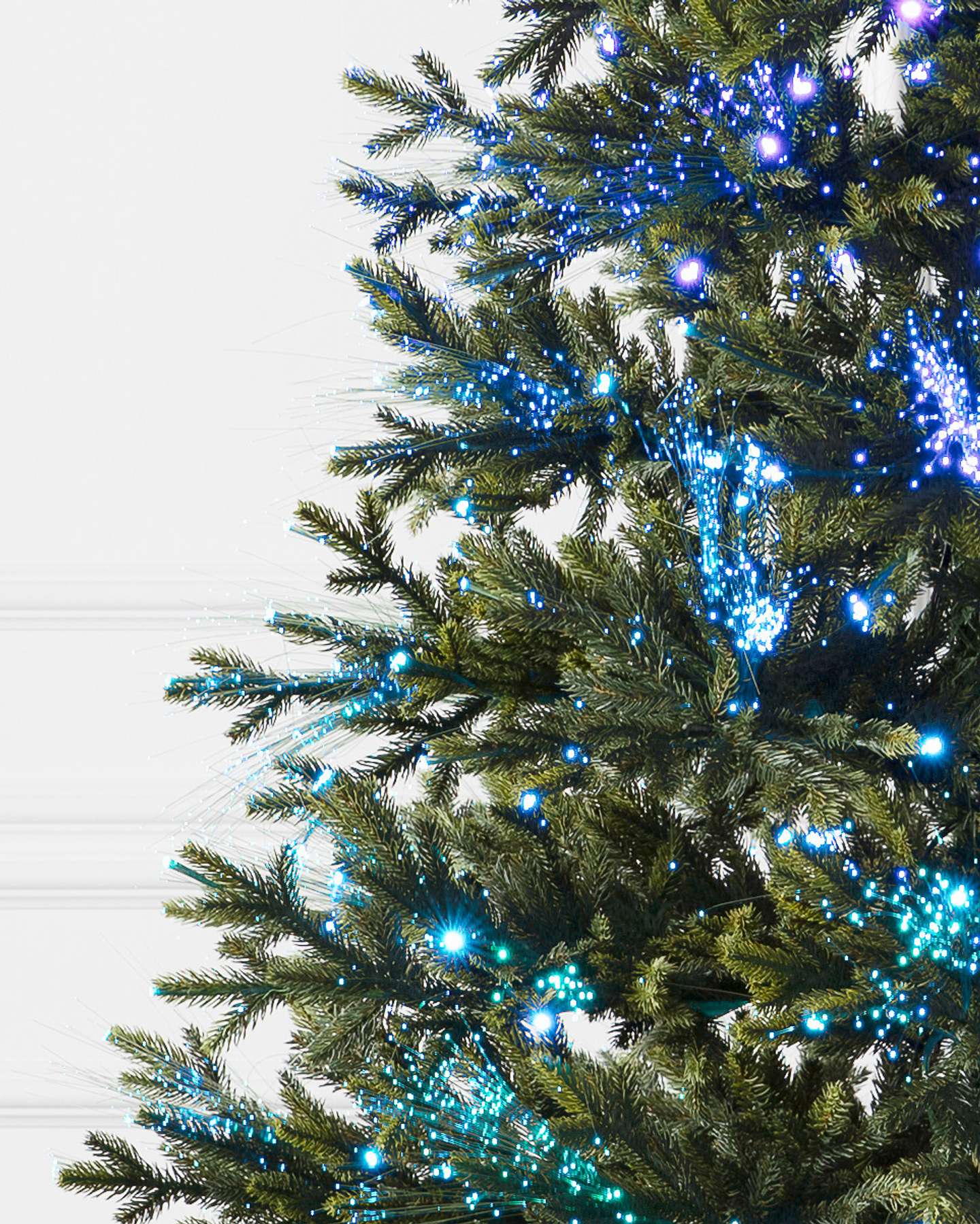 Balsam Hill Broadway Fiber Optics Artificial Christmas Tree Fiber Optics Bright Light Closeup