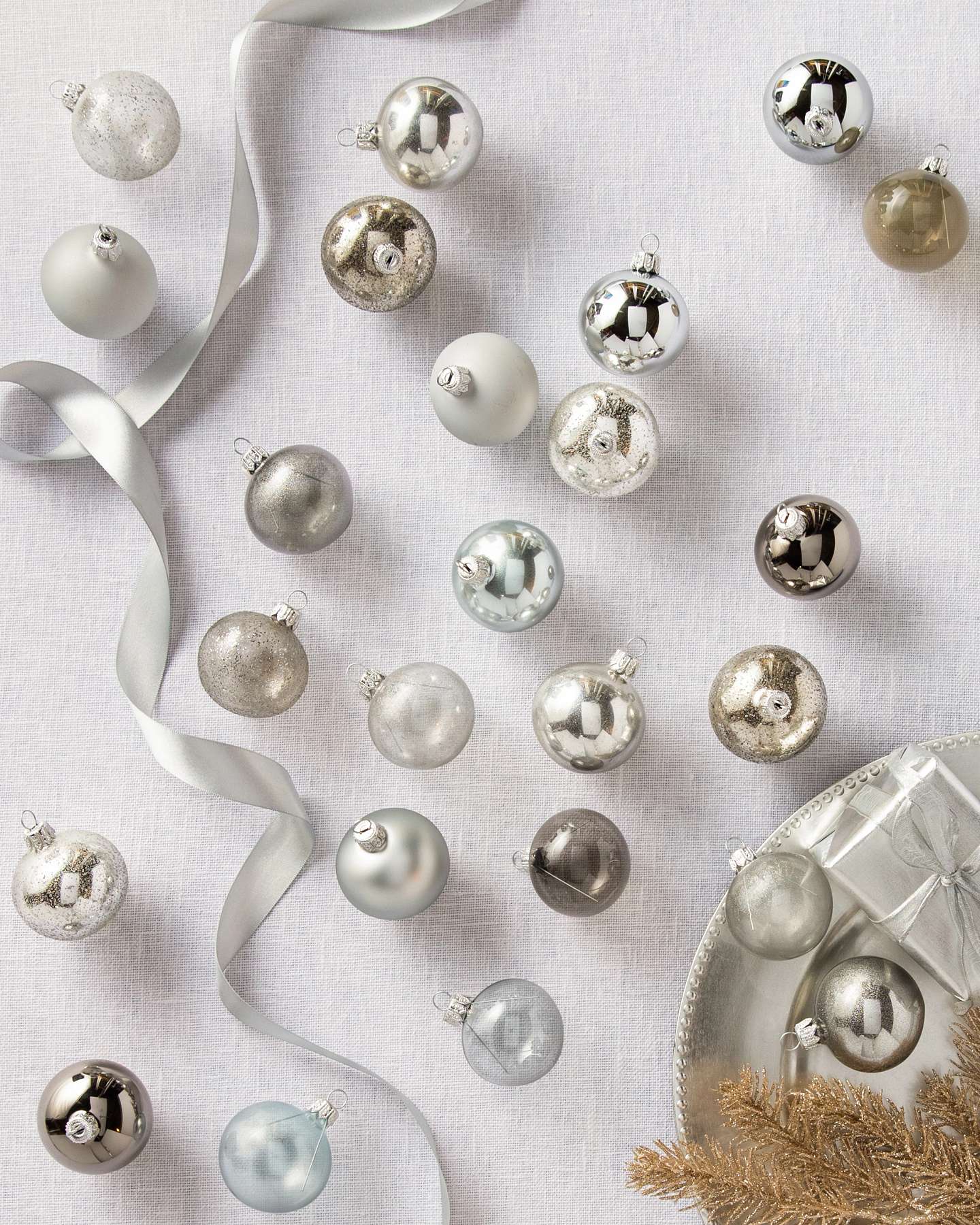 Balsam Hill Silver Mini Tonal Christmas Ornament Set of 24 Adding a Refined Touch