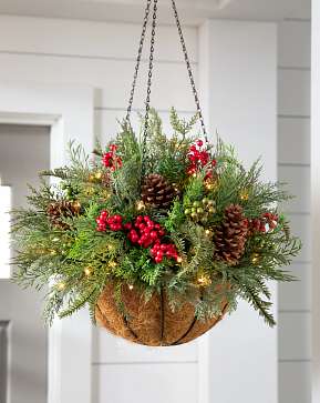 Outdoor Winter Evergreen Hanging Basket Outdoor Winter Evergreen Hanging Basket