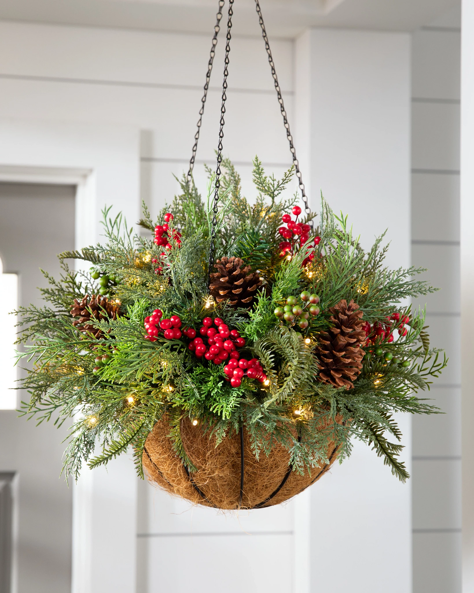 Outdoor Winter Evergreen Artificial Christmas Hanging Basket