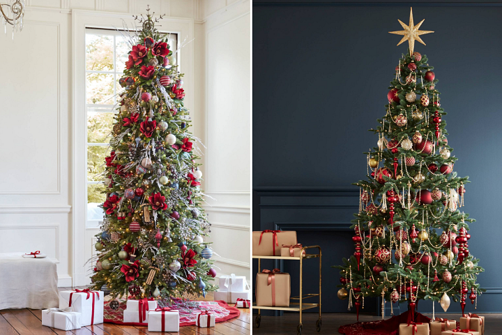 Photo collage of decorated Christmas trees