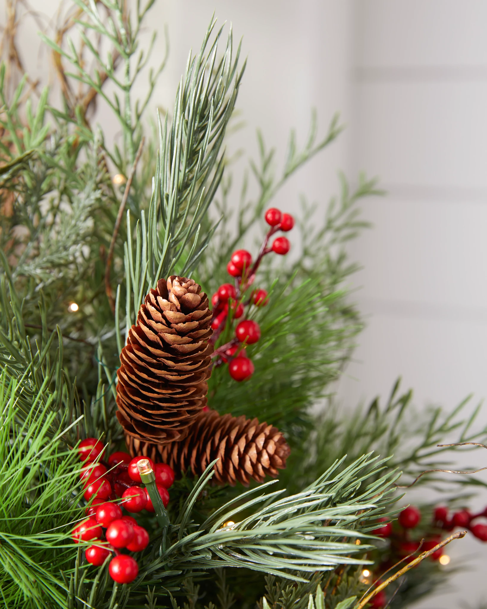 Outdoor Red Berry Pine Potted Artificial Christmas Foliage