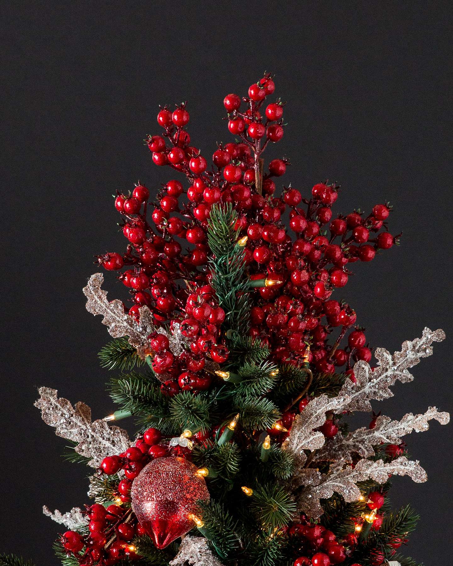 Balsam Hill Red Berry Bouquet Artificial Christmas Tree Topper Showcase View