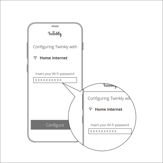 Illustrated instructions of Twinkly mobile app setup
