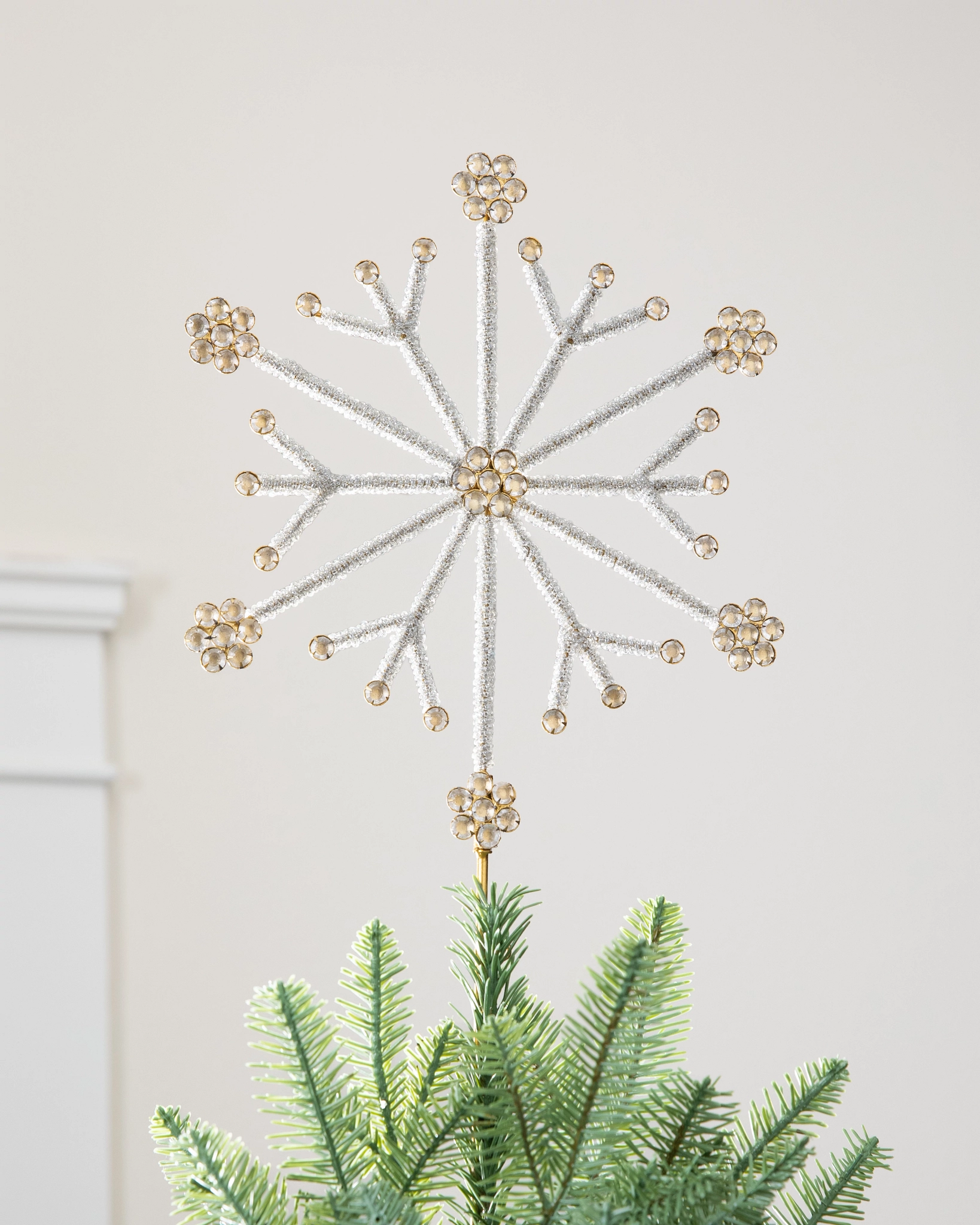 Beaded Snowflake Christmas Tree Topper Balsam Hill