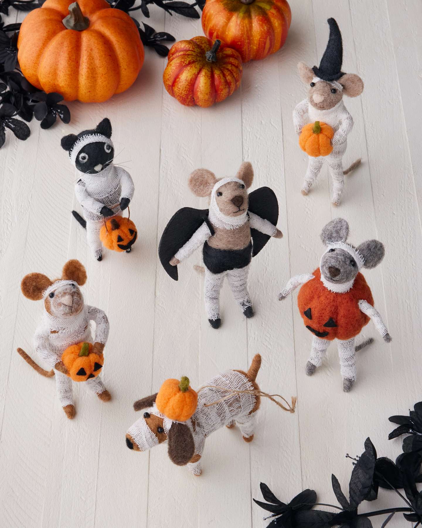 Balsam Hill Felt Mummy Critters Artificial Christmas Ornament Set Side View